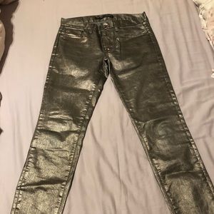 Metallic jeans.